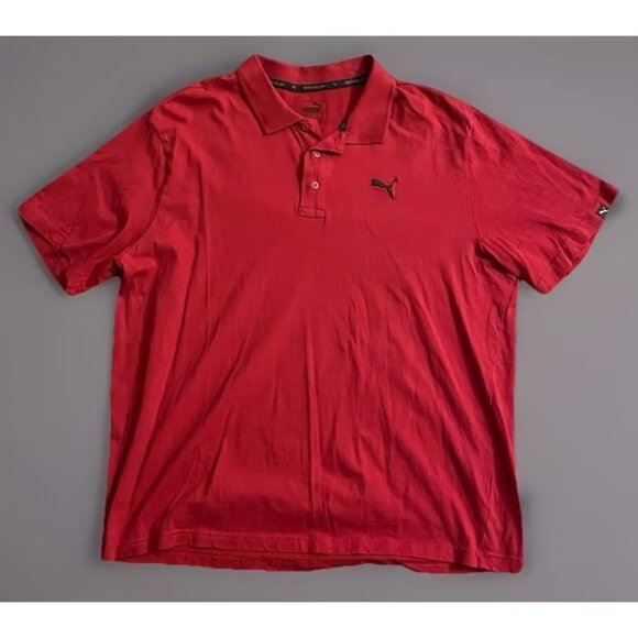 Puma Polo Golf Shirt Mens Red Short Sleeve Shirt Embroidered Logo Size XL - Picture 1 of 3